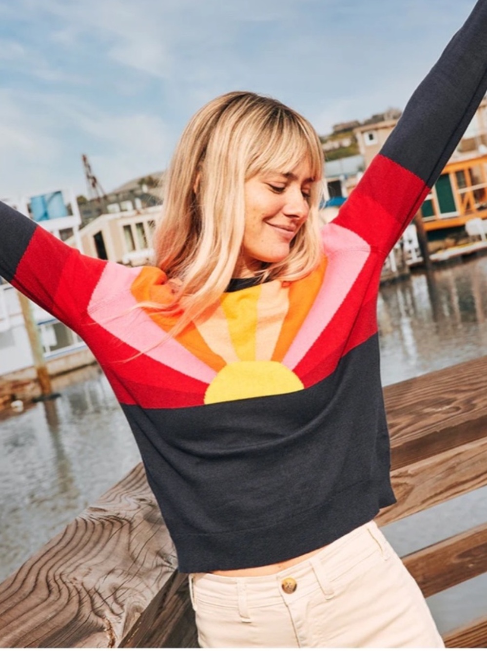 ☀️ Marine Layer Navy Sunburst Knit Pullover Sweater XS